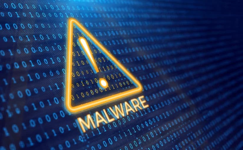 Detecting malware program concept – binary code and malware warning. 3d rendering