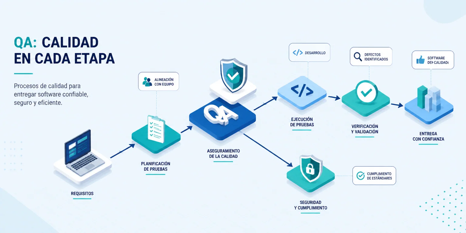 Diagrama de procesos de testing de software y aseguramiento de la calidad ITE