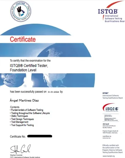 Certificado ISTQB Certified Tester Foundation Level